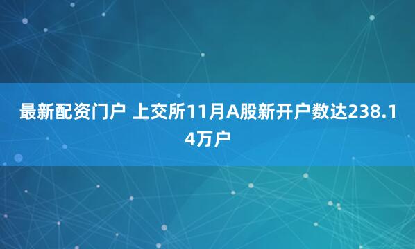 最新配资门户 上交所11月A股新开户数达238.14万户