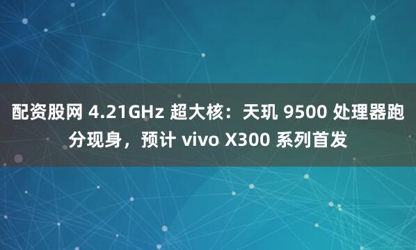 配资股网 4.21GHz 超大核：天玑 9500 处理器跑分现身，预计 vivo X300 系列首发