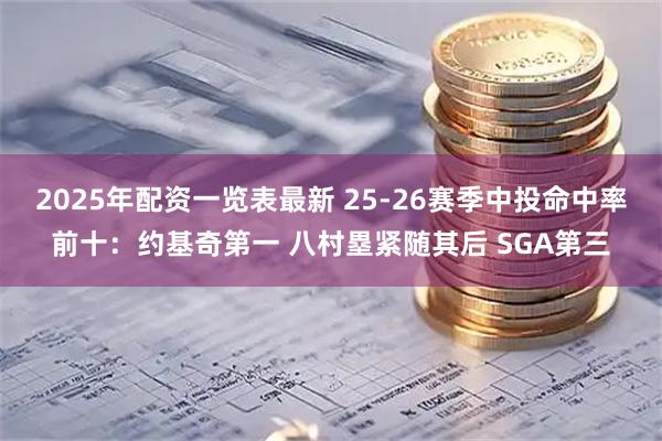 2025年配资一览表最新 25-26赛季中投命中率前十：约基奇第一 八村塁紧随其后 SGA第三